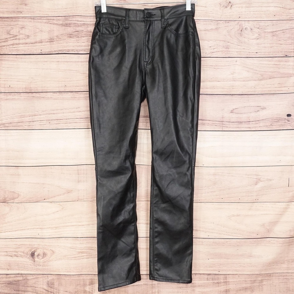 Gap Pants Womens 0/25R Black Faux Leather High Rise Vintage Slim Jegging
